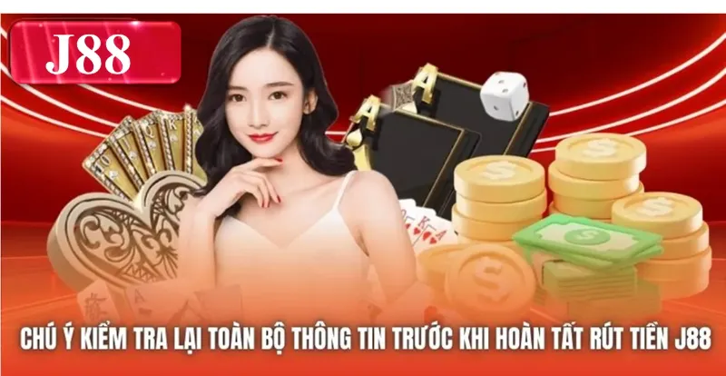 Chú ý kiểm tra lại toàn bộ thông tin trước khi hoàn tất rút tiền J88